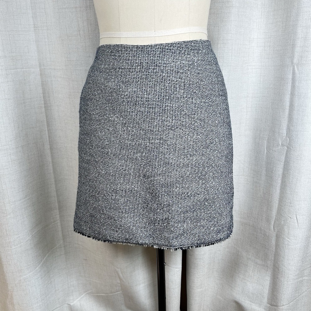 NEW! Banana Republic Textured Boucle A-Line Mini Skirt‎ White Blue Tweed SZ 14